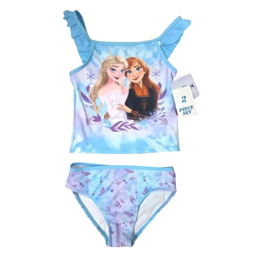 Disney Frozen 2 Swimsuit Tankini Bikini Girls Size 6 Elsa Blue Purple Princess